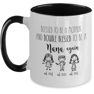 Nana again mug Personalized nana mug Gift for nana Pregnancy Reveal gift Mother’s Day gift from grandchild to nana Funny coffee mug