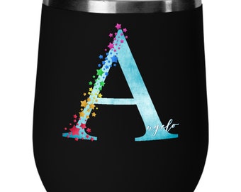 Personalized Monogram Wine tumbler  wine tumbler with lid Name tumbler