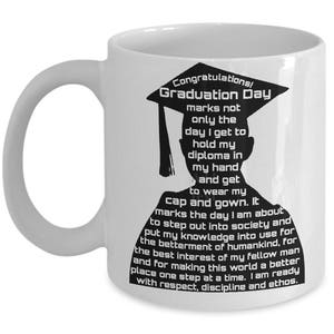Congratulations! Graduation Day, marks the day I step out into society for the betterment of humankind, graduation, cap,gown,gift,coffee,mug