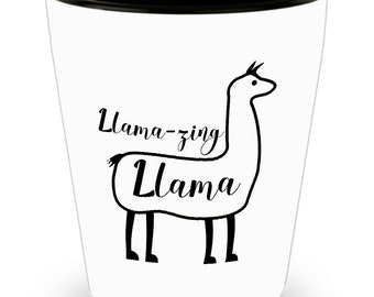 Llama-zing Llama, shotglass, Llama lovers gift , personalized gift, llama shot glass, cute llama gift , alpaca, funny llama puns, shot glass