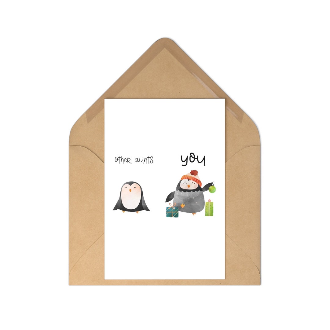 Other Aunts You Penguin Card for Christmas Card for Aunt From Etsy