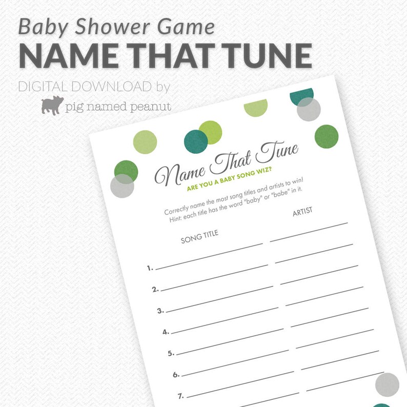 Name That Baby Tune Game Baby Song Game Green Polka Dots Etsy Name That Baby Tune Game Baby Song Game Green Polka Dots Etsy