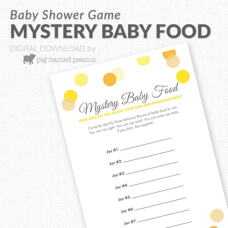 Guess The Baby Food Game Baby Shower Game Yellow Polka Dots Etsy