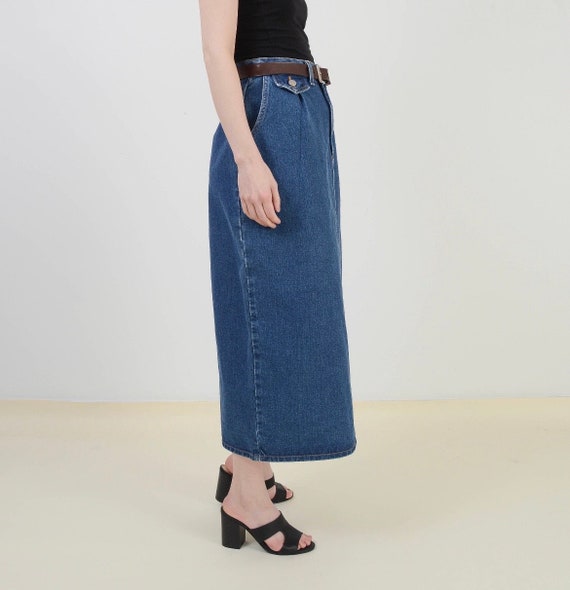 Vintage Denim Maxi Skirt | High Waist Jean Skirt … - image 4
