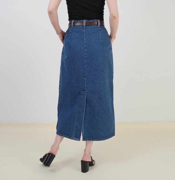 Vintage Denim Maxi Skirt | High Waist Jean Skirt … - image 5