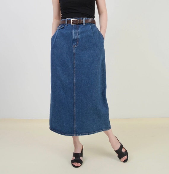 Vintage Denim Maxi Skirt | High Waist Jean Skirt … - image 6