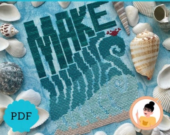 Make Waves - una puntada inspiradora de verano de TopKnot Stitcher Shop / Patrón de punto de cruz PDF descarga instantánea TopKnot Stitcher Shop