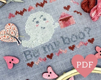 ¿Se mi Boo? Un San Valentín espeluznante / Patrón de punto de cruz de San Valentín PDF descarga instantánea / TopKnot Stitcher Designs