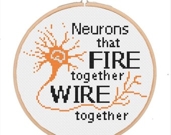 Neuronas que se disparan juntas se conectan juntas / Patrón de punto de cruz de psicología / Descarga instantánea en PDF / Diseños de TopKnot Stitcher
