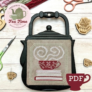 A Top-Knot(ch) Cup of Tea, #TeaTimeSAL XStitchtheRainbow | Cross Stitch Pattern PDF instant download | TopKnot Stitcher Shop