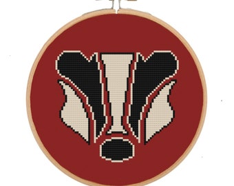 Patrón geométrico de punto de cruz con diseño de tejón: TopKnot Stitcher Designs / Descarga instantánea en PDF