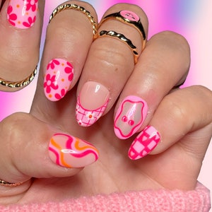 Mix Match nails, Kawaii Y2K Japanese Glue on nails