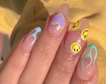 pics Smiley Face Nails Indie smiley nails etsy