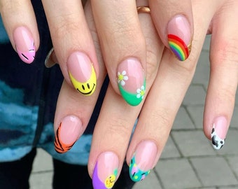 pix Short Acrylic Nails Indie press on nails almond etsy