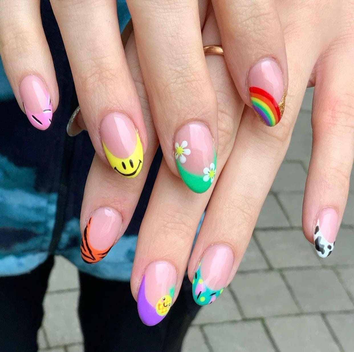 Cute Smiley Faces And Good Vibes Press On Nails False Nails Etsy