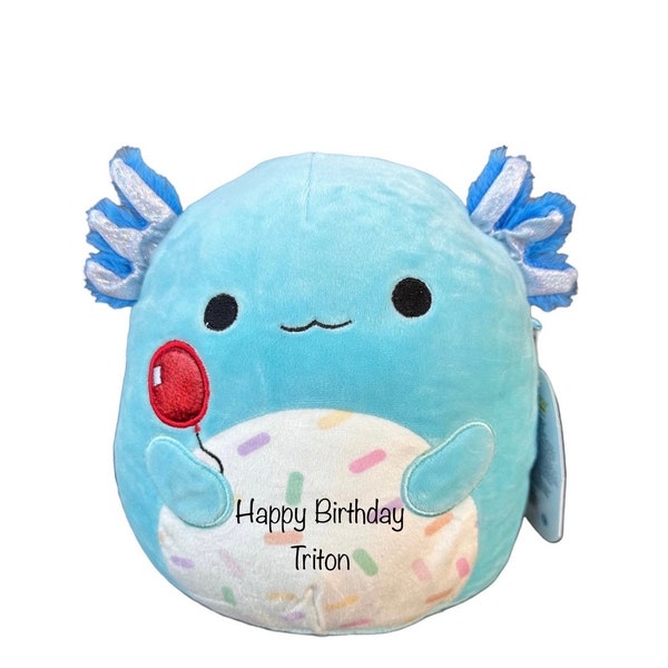 8" Personalized Clutch The Balloon Axolotl Squishmallow | Stuffed Animal | Plush | Squishmallows | Boy or Girl Birthday Gift | Birthday Cake