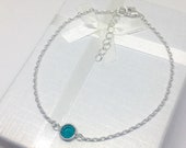 May Birthstone Bracelet, Sterling Silver Swarovski Diamond Birthstone Bracelet, Dainty Minimalist Bracelet, Gift for Her, Friendship, Uk