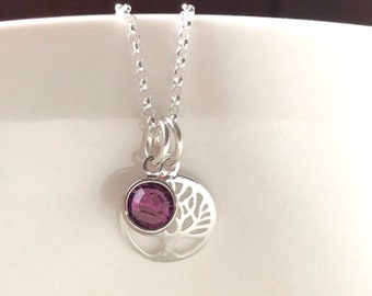 Collar de árbol de plata de ley de la vida, árbol personalizado de la piedra de nacimiento de la joyería de la vida, regalo para ella, amantes de la naturaleza, graduación, nueva vida, Reino Unido