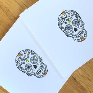 Ingewikkelde suiker schedel kaart, dag van de doden, Dia de los Muertos, schedel wenskaart, schedel verjaardagskaart, vriendschapskaart, VK