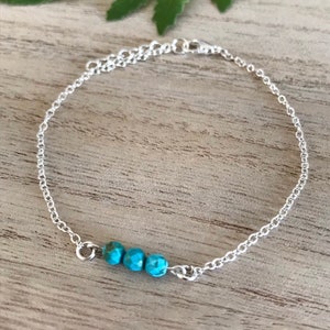 Dainty Turquoise Gemstone Bar Bracelet, Dainty Silver Bracelet, Stacking Bracelet, Crystal Jewelry, Gift for Her Friend-Mum-Wife-Sister UK