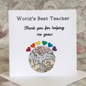 Welt beste Lehrer Danke Regenbogen Karte Karte, Schule Personal Karte, Multi-Pack, Ende der Laufzeit, Dankeschön-Wertschätzung-Karte, Lehrer Geschenk UK
