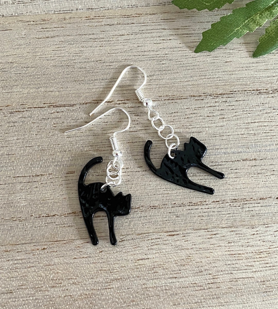 Black Cat Earrings Black Cat Black Cat Jewelry Stirling Silver 925 black-cat-earrings-black-cat-black-cat-jewelry-stirling-silver-925