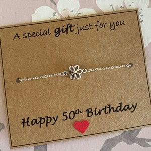 50.Geburtstag Silber Blumen Armband, ein besonderes Geschenk nur für Sie, versilbertes Armband, 50.Geburtstag Geschenk, Mutter, Tante, Freund, UK