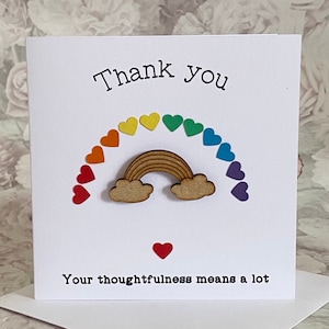 Rainbow Thank You Card, Your thoughtfulness Means a Lot, Friend-Colleague Card, Enseignant, Anniversaire, Amour, Fête des Mères, Fête des Pères, Royaume-Uni