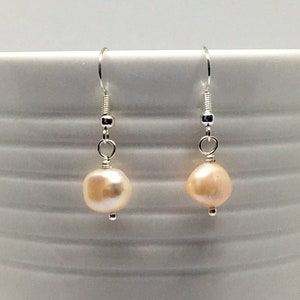 Freshwater Pearl Earrings, Cream Pearl Earrings, Silver and Pearl Earrings, Bridesmaid Earrings, Gift for Her, Uk seller