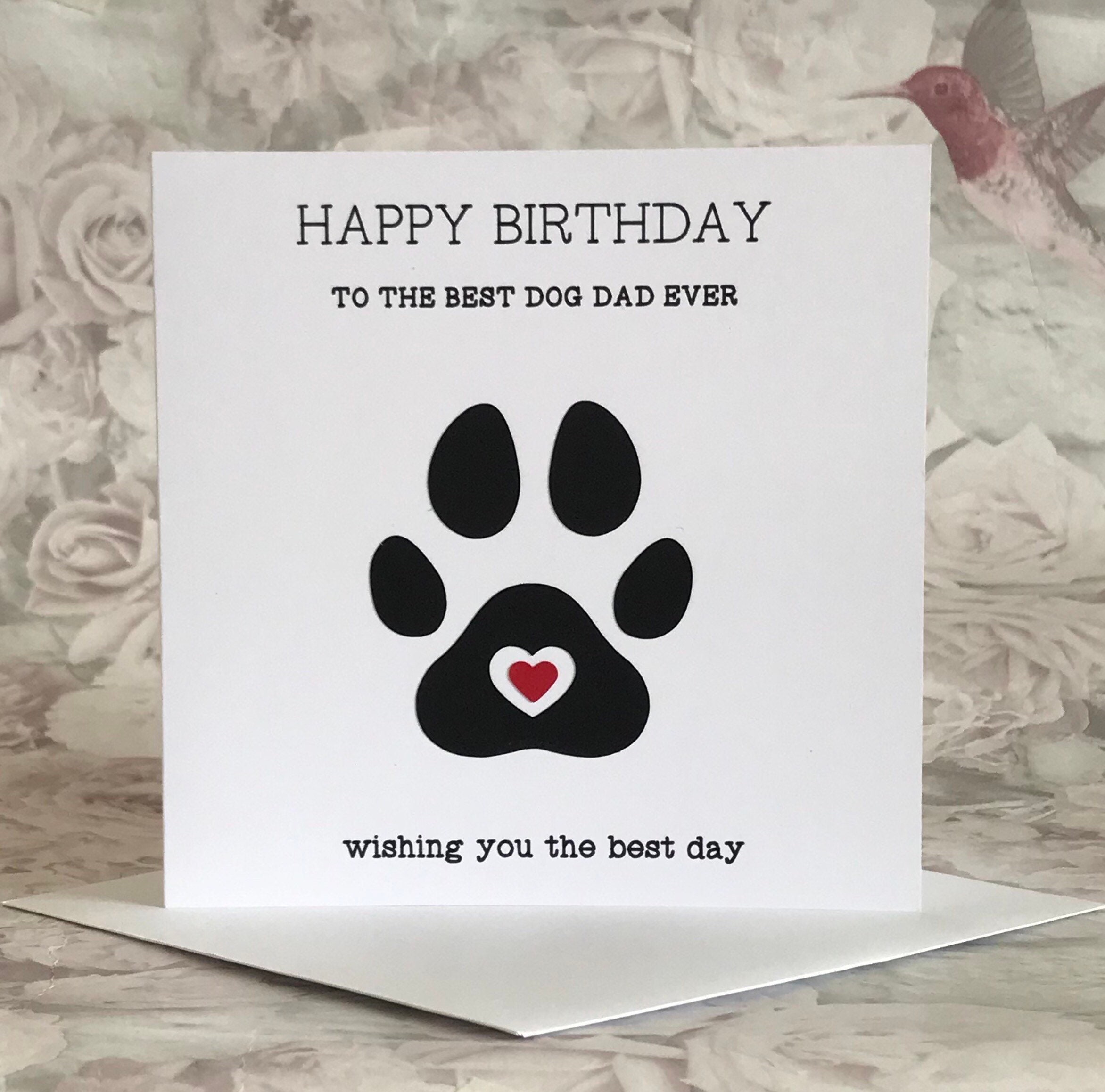 Peachy Antics Geburtstagskarte Für Hundeväter – „Happy Birthday To The Best Dog Dad Love You Lots“ Mit Blauer Pfote & Herz