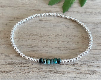 Amazonite and Quartz Stretch Bracelet, Beachy Vibe with  Alquimia Turquoise and Silver Beaded Stretch Bracelet display picture 1