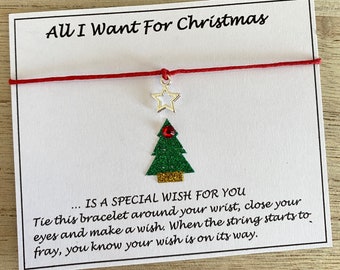 All I Want for Christmas Adjustable Star Charm Wish Bracelet