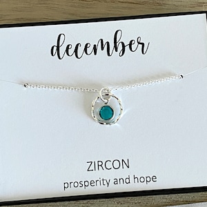 Sterlingzilveren eeuwigheid geboortesteenketting december, Swarovski geboortesteen zirkoon, gepersonaliseerde gedraaide ringketting, cadeau voor haar, Verenigd Koninkrijk