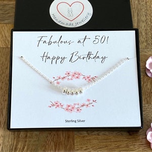 50th Birthday Sterling Silver Necklace, Fabulous at 50, Five Circle Necklace, Women’s Jewellery Gift, 50th Birthday Gift for Her, UK