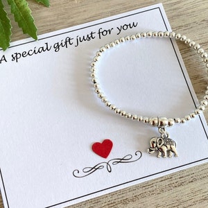A special Gift Just For You Elephant Bracelet Gift, Silver Plated Stretch Bracelet, stacking Bracelet, Birthday Gift, Gift for Her, Uk Shop