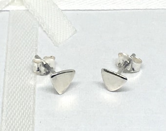 Small Triangle Earrings - Sterling Silver Tiny Stud Earrings - Geometric Jewellery - Minimalist Earrings - Modern Stud Earrings, UK Shop