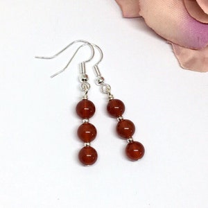 Red Carnelian Earrings, Red Gemstone Drop Earrings, Healing Red Gemstone Jewelry, July Birthstone, Lucky Gemstone, Red Gemstone Earrings, UK