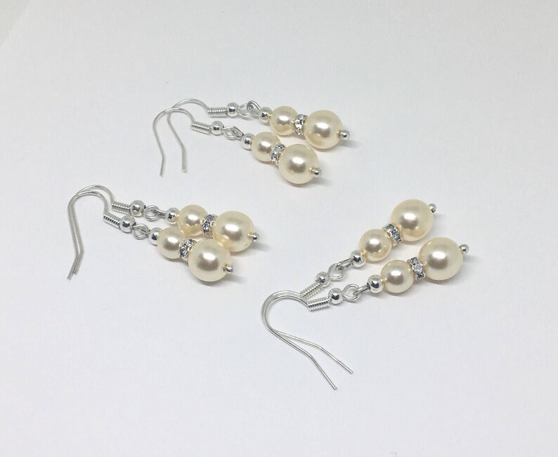 Pearl Earrings Bridesmaids Earrings,Clip on Dangle Earrings Elegant Earrings Elegant Cream Pearl Earrings Bridal Earrings Gift for Her