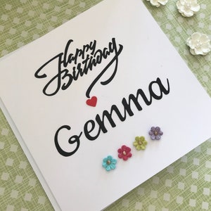 Dolce biglietto di buon compleanno personalizzato per lei, biglietto di compleanno floreale, biglietto di compleanno fatto a mano per amica-sorella-cugina-nipote, negozio del Regno Unito
