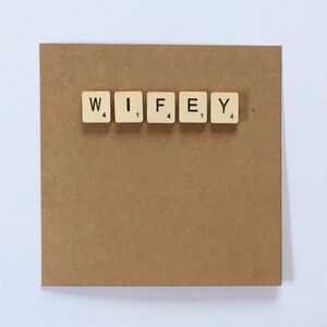 Wifey Anniversary Card, Wifey Wooden Tiles Card, Wifey Anniversary Card, Romantic Card, Valentines, Lover, Will you be my Wifey, Uk Shop