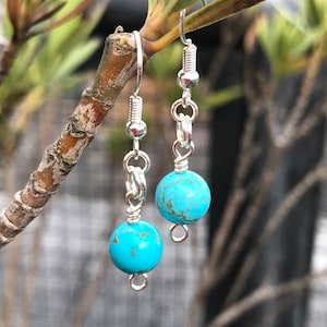 Dainty Turquoise Drop Earrings, Genuine Turquoise Gemstone Jewellery, Blue Stone earrings, December Birthstone, Gift for Her, UK Shop
