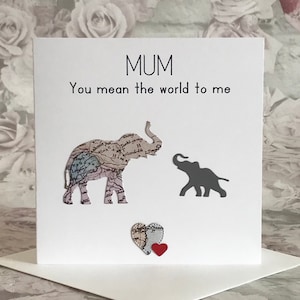 Mama You Mean The World To Me - Vintage Karte Für Erwachsene und Baby Elefanten, Einzigartige Karte für MutterFiguren-Oma, Mama-Neue Mamas Geburtstag UK