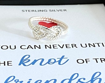 Sterling Silver Knot Ring, You Can Never Untie The Knot of True Friendship Gift for Her, Bestie, BFF, Womens Jewelry, Birthday-Christmas, UK