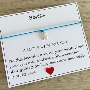 Bestie Friendship Wish Bracelet, Een kleine wens voor mijn Bestie Armband, Vriendschapscadeau, Cadeau voor mijn Beste Vriend, Keuze van Kleuren, UK Shop
