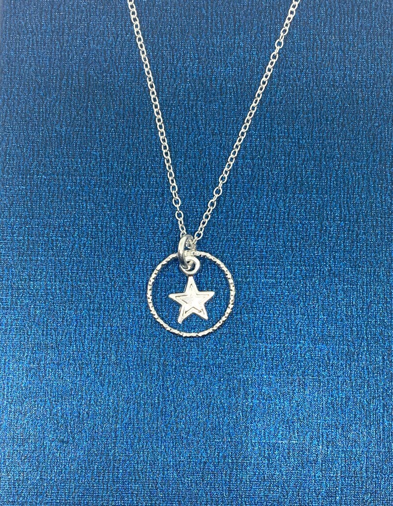 Gift for Her Uk Seller Sterling Silver Star and Eternity Ring Pendant Silver Star Necklace Everyday Necklace Silver Eternity Necklace