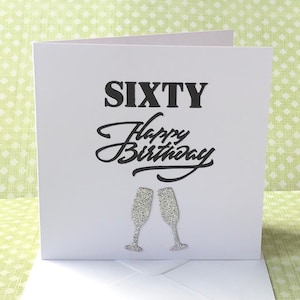 Sesenta tarjeta de cumpleaños, tarjeta de cumpleaños 60 para mamá, tía, abuela o hermana, tarjeta de cumpleaños para ella, tarjeta de cumpleaños lindo para ella, Reino Unido