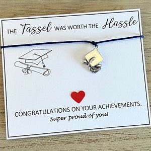 La nappa valeva il regalo di laurea Hassel, braccialetto di laurea, braccialetto per lui, gioielli di laurea per lei, biglietto di congratulazioni