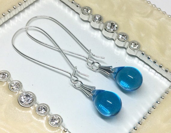 light blue teardrop earrings