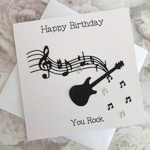 Gitaar verjaardagskaart, je rockt gitaarkaart, rockkaart, rockmuziekliefhebber verjaardagskaart, gitaarkaart voor hem-haar, vader-moeder-vriend, UK Shop