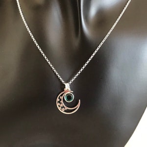 Stunning Sterling Silver Personalised Moon and Star Necklace, Silver Moon Star Pendant, Moon Star Birthstone Jewelry, Gift for Her, UK Shop